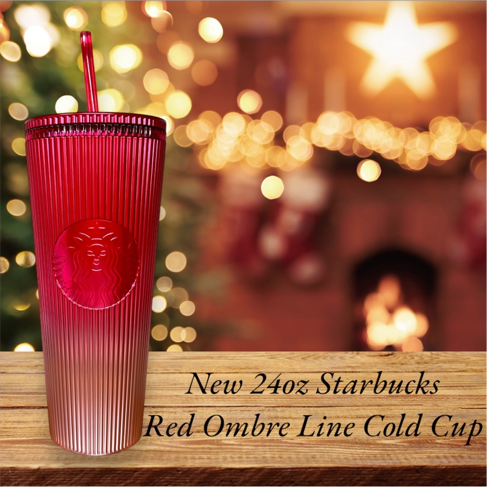 NWT 24oz Starbucks Red Ombré Line Cold Cup
